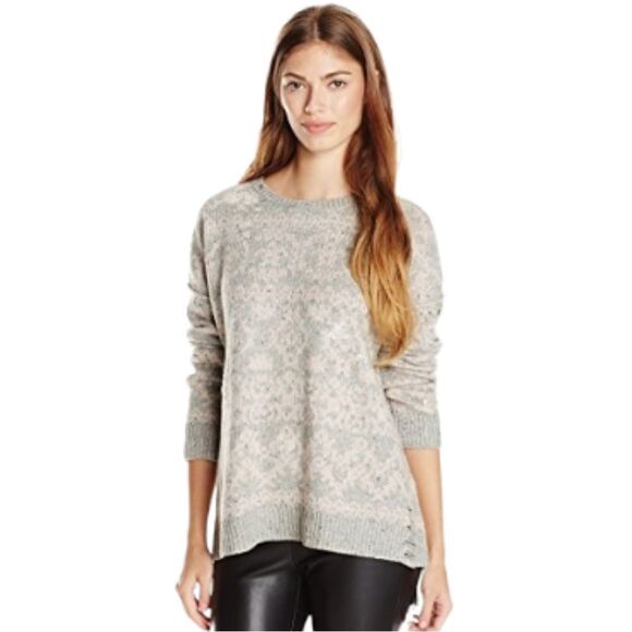 WILDFOX built in a‎ day distressed Venice Canal oversized pink gray sweater XS - Picture 1 of 11
